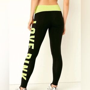 PINK Victoria's Secret Neon & Blk Fold over Yoga leggings